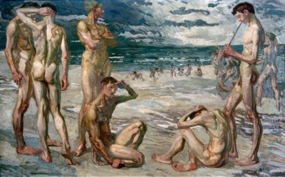 Unga män vid havet av Max Beckmann
