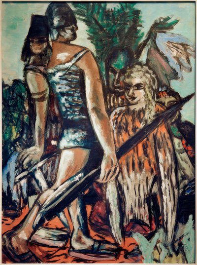 Krigare och fågelkvinna av Max Beckmann