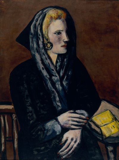 Lady med grå capuchon av Max Beckmann
