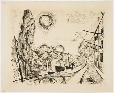Landscape with Balloon (ランドスケープ ウィズ バルーン)swedish av Max Beckmann