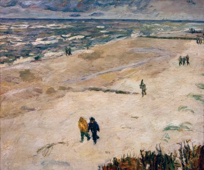 Människor efter jobbet vid havet (På stranden i Wangerooge) av Max Beckmann