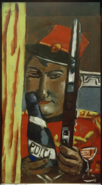 Peruansk soldat vill dricka av Max Beckmann