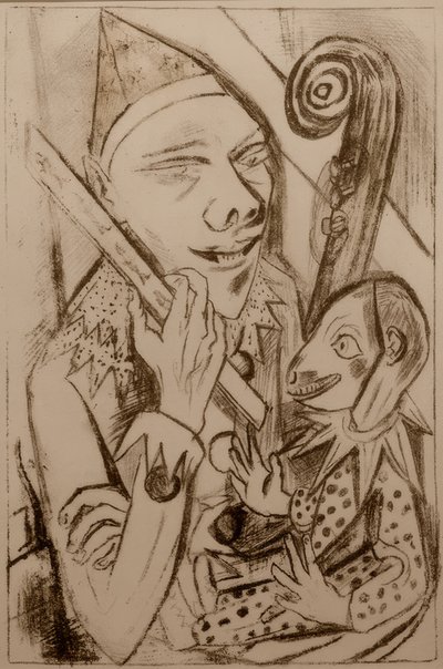 Pjerrot med mask av Max Beckmann