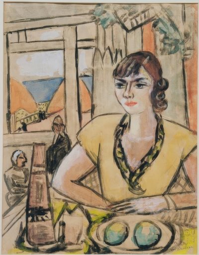 Porträtt av Quappi i strandkaféet av Max Beckmann