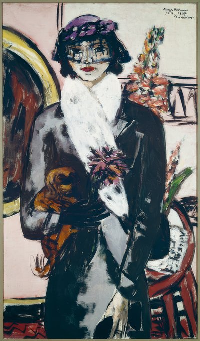 Quappi med vit päls av Max Beckmann