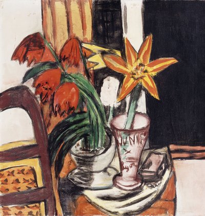 Röda tulpaner och eldliljor; Röda tulpaner och tigerliljor av Max Beckmann