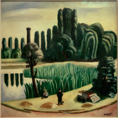Havslandskap med popplar av Max Beckmann