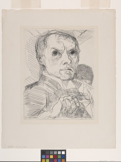 Självporträtt med penna (torrnål på benvitt papper) av Max Beckmann
