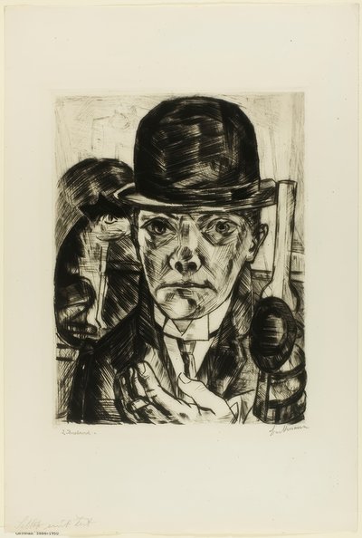Självporträtt i bowlerhatt av Max Beckmann