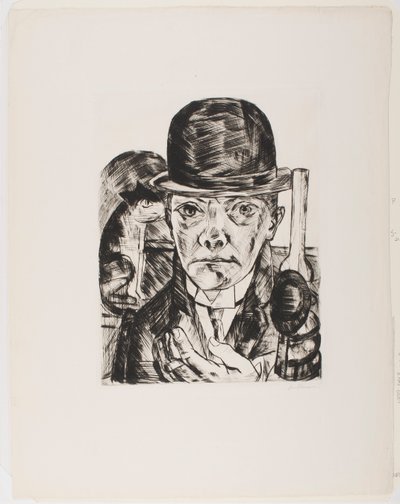 Självporträtt i bowlerhatt av Max Beckmann