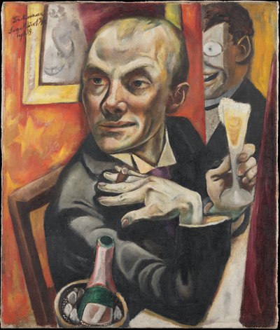 Självporträtt med champagneglas av Max Beckmann