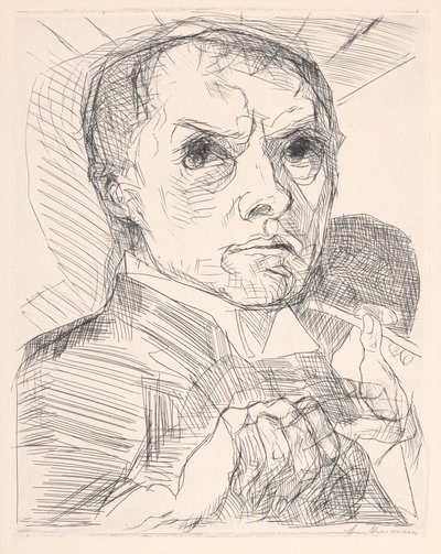 Självporträtt med griffel av Max Beckmann
