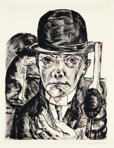 Självporträtt med hatt av Max Beckmann