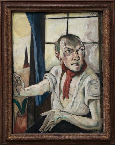 Självporträtt med röd halsduk av Max Beckmann