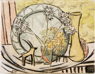 Stilleben med stenbocken och påskliljor av Max Beckmann
