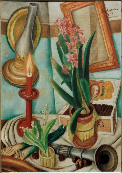 Stilleben med ett brinnande ljus av Max Beckmann
