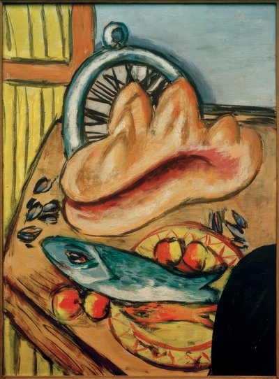 Stilleben med fisk och skal av Max Beckmann