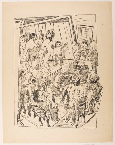 Striptease, tallrik 4 från serien "Trip to Berlin 1922" av Max Beckmann