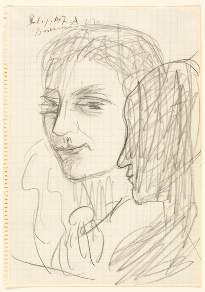 Studie av två huvuden av Max Beckmann