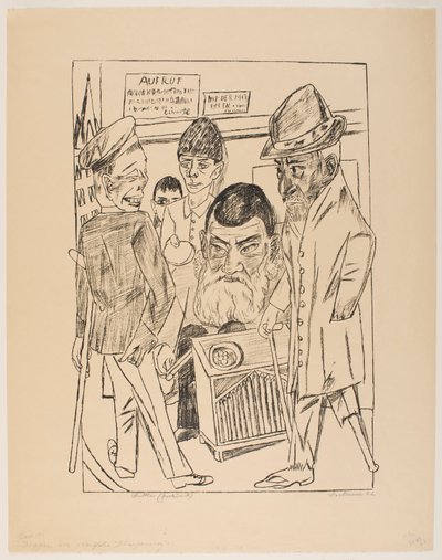 Tiggarna, tallrik 7 från serien "Resan till Berlin 1922" av Max Beckmann