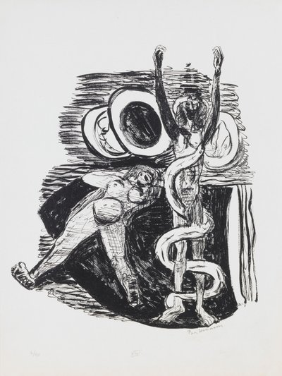 The Fall of Man, tallrik 14 från portföljen "Day and Dream" av Max Beckmann