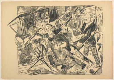 Martyrskapet, tallrik fyra från Die Hölle av Max Beckmann