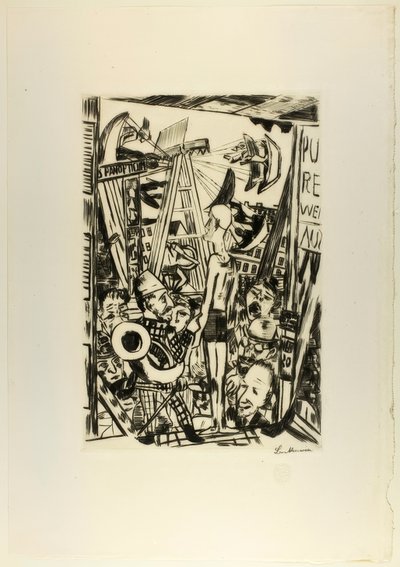 The Tall Man, tallrik fem från Jahrmarkt av Max Beckmann