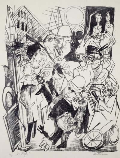 Gatan, av Max Beckmann (1884-1950), gravyr. Tyskland, 1900-talet. av Max Beckmann