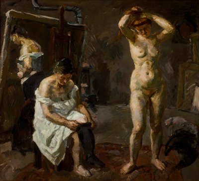 Tre kvinnor i studion av Max Beckmann