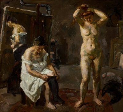 Tre kvinnor i studion av Max Beckmann