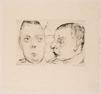 Två Auto Officers, skylt 15 från portföljen "Faces" av Max Beckmann