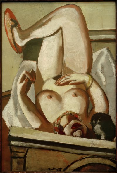 Kvinna naken med en hund av Max Beckmann