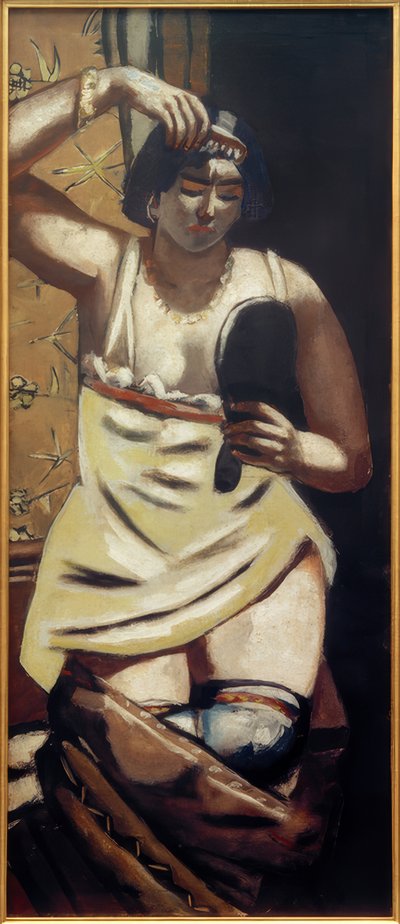 Zigenare, naken med spegel av Max Beckmann