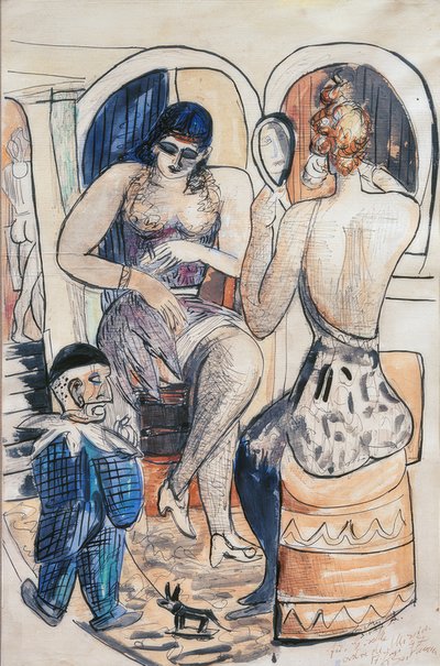 Två dansare (flicka med blå dvärg) av Max Beckmann