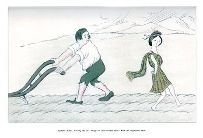 Robert Burns, som har lagt sin hand till plogen, ser tillbaka på Highland Mary, 1904. av Henry Maximilian Beerbohm