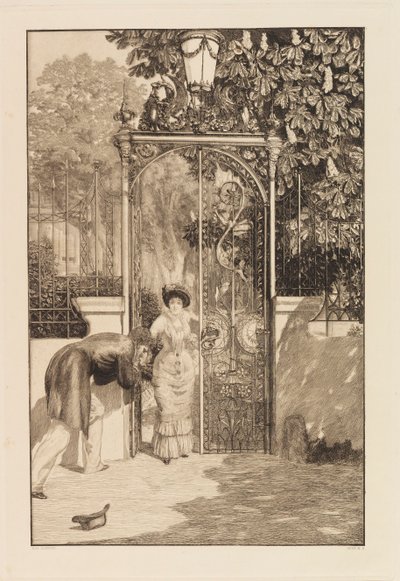 At the Gate från serien A Love, Opus X, 1887. av Max Klinger