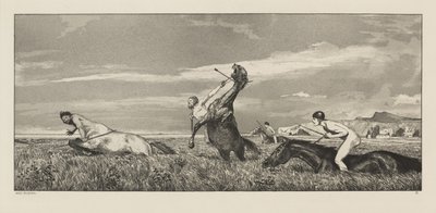 Intermezzi, Opus IV, Bl. 3: Centaur Pursued av Max Klinger