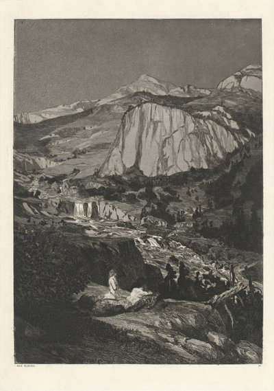 Månbelyst natt Mondnacht: pl. 4, publicerad 1881. av Max Klinger
