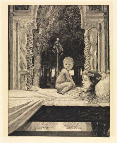 Mor och barn (Den döda modern) (Om döden, andra delen, opus XI, blad 9) av Max Klinger