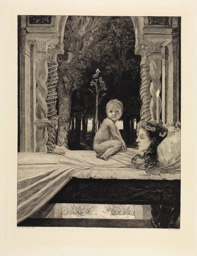 Mor och barn (Död mor) (Om döden, andra delen, opus XI, plansch 9) av Max Klinger