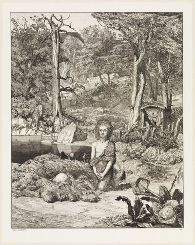 Simplicius vid eremitens grav (Intermezzi, Opus IV, blad 8) av Max Klinger