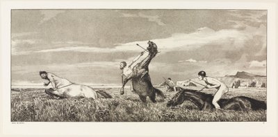 Förföljd kentaur (Intermezzi, opus IV, blad 3) av Max Klinger