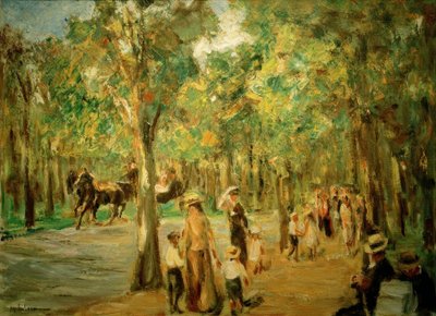 Gränd i djurparken med barnvagnar och vagn av Max Liebermann