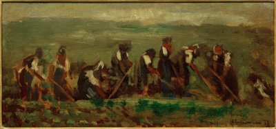 Arbetare i betfältet - sammansättningsstudie av Max Liebermann
