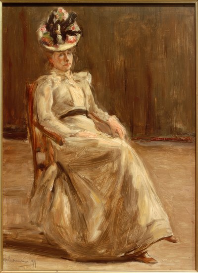Porträtt av en sittande dam i helfigur av Max Liebermann