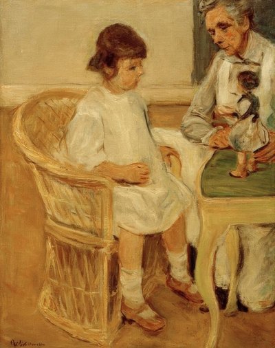 Konstnärens barnbarn i en korgstol till höger. av Max Liebermann