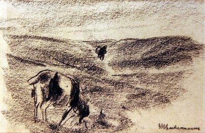 Goat Nibbling, ca 1890 (grafit på papper) av Max Liebermann