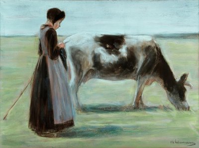 Flicka med ko av Max Liebermann
