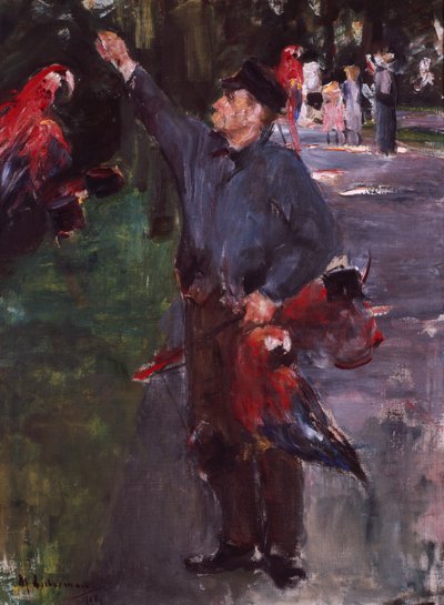 Man med papegojor (olja på duk) av Max Liebermann