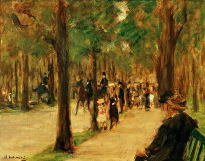 Promenad i djurparken med vandrare och en häst av Max Liebermann